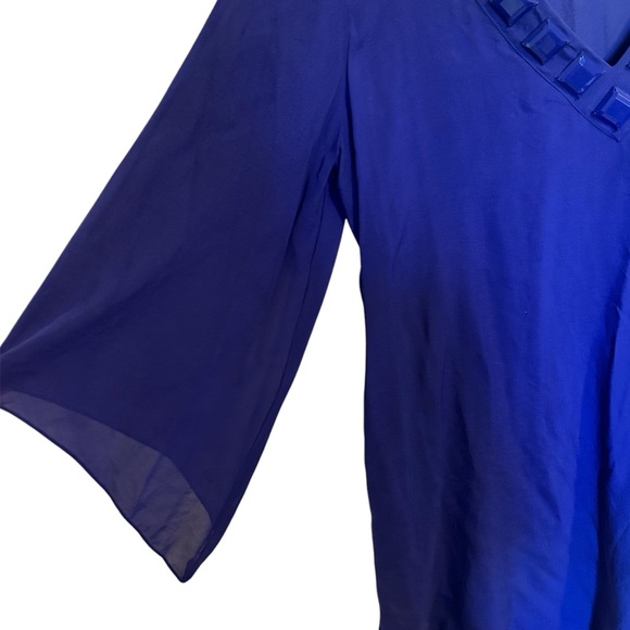Carmen Marc Valvo 100% Silk Women’s Sheer Embellished V-Neck Tunic Top Size XS/S - Picture 6 of 7